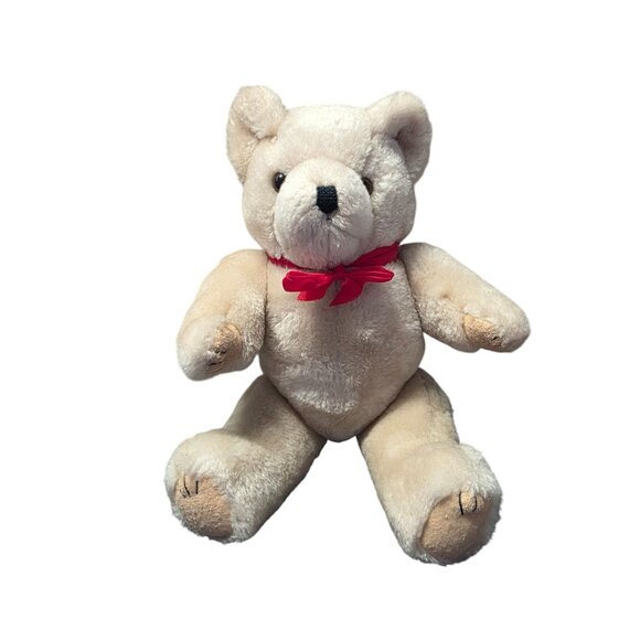 Vintage Jointed Plush Teddy Bear Cream 12" Stuffed Animal - Picture 8 of 9